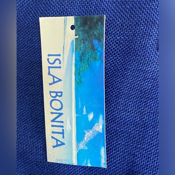 Isla Bonita Dark Blue Silver Sequined Anchors Woven Lined Beach Tote NWT - Picture 3 of 7